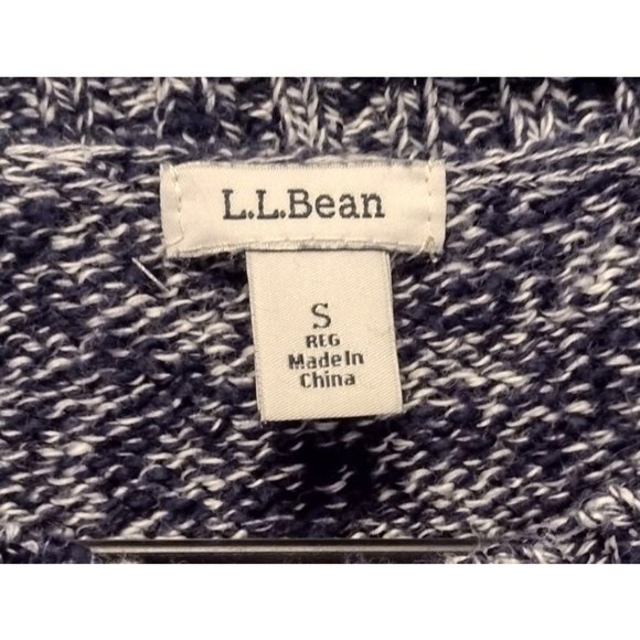 LL Bean Women's Navy & White 100% Cotton Pull Over Sweater Size S - Picture 3 of 8